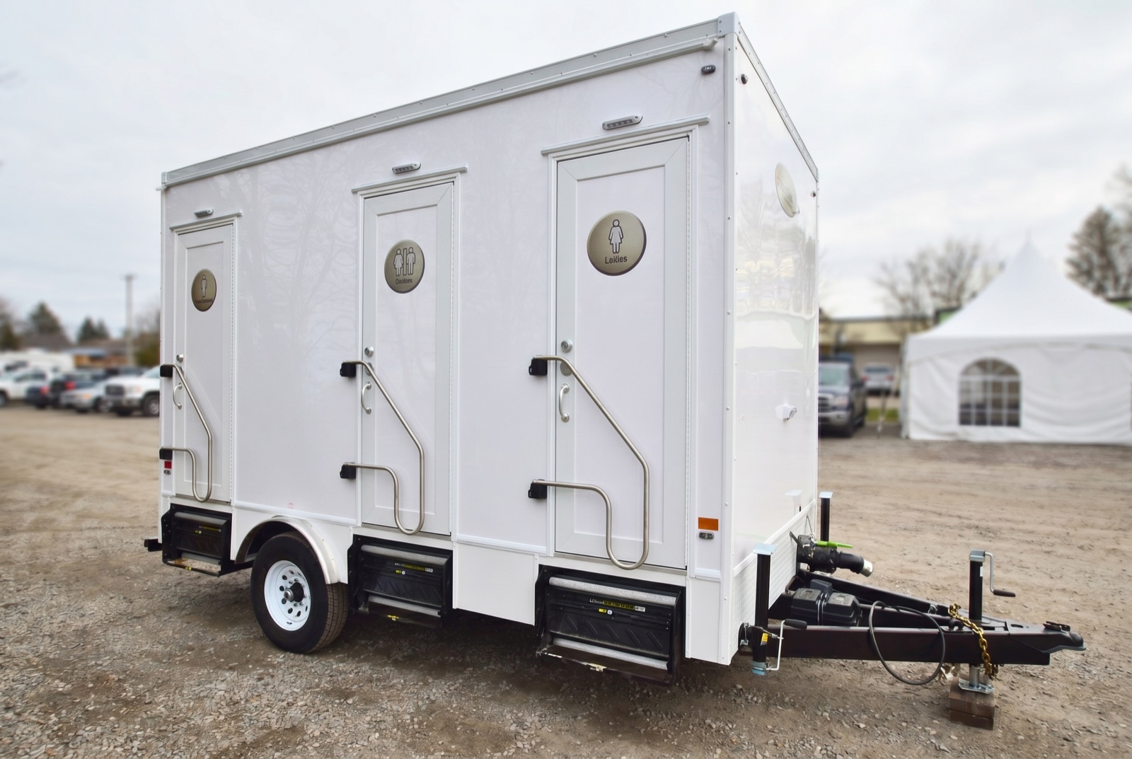 Washroom trailer serving a festival and market crowd in Alberta